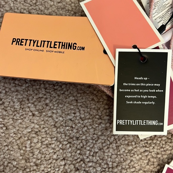 Pretty little thing baby pink diamanté glitter pool party bikini set - Picture 11 of 13